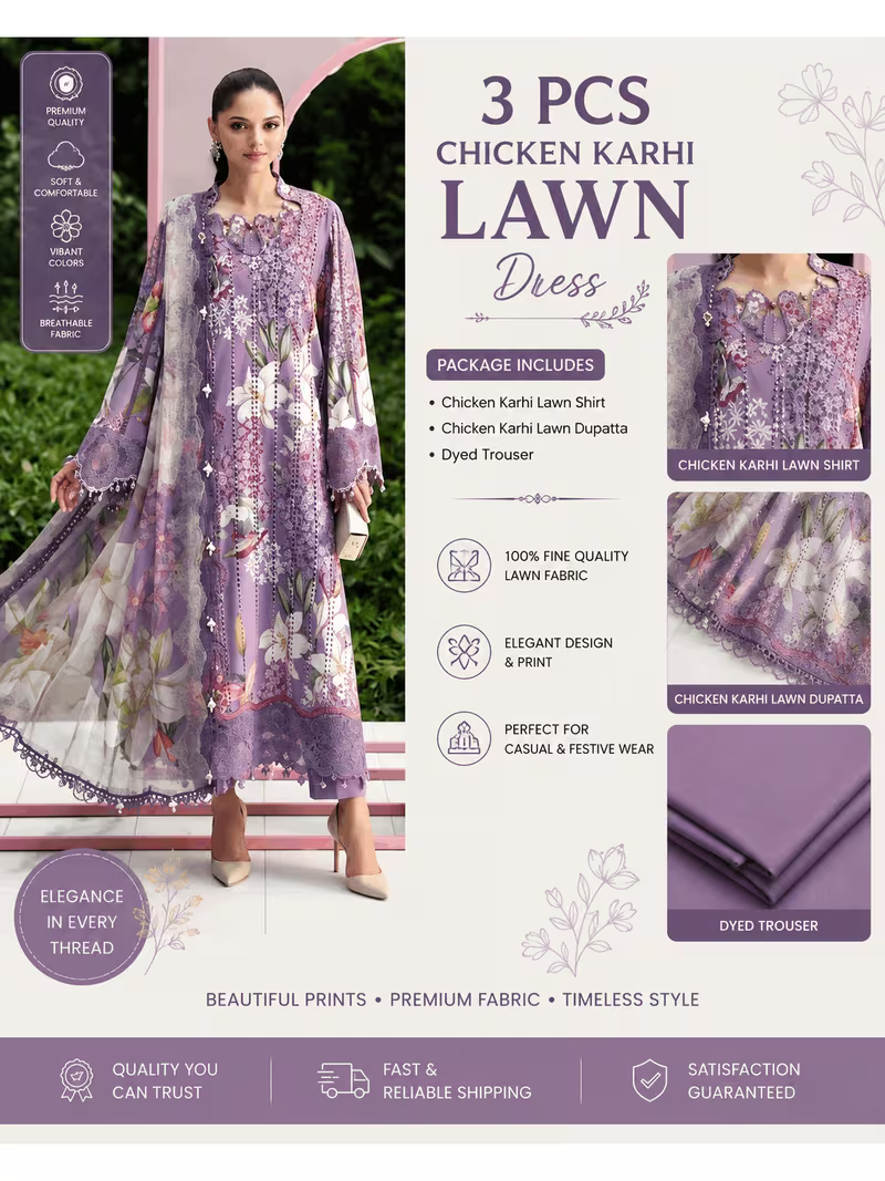 Elegant Lawn Salwar Kameez Set with Dupatta