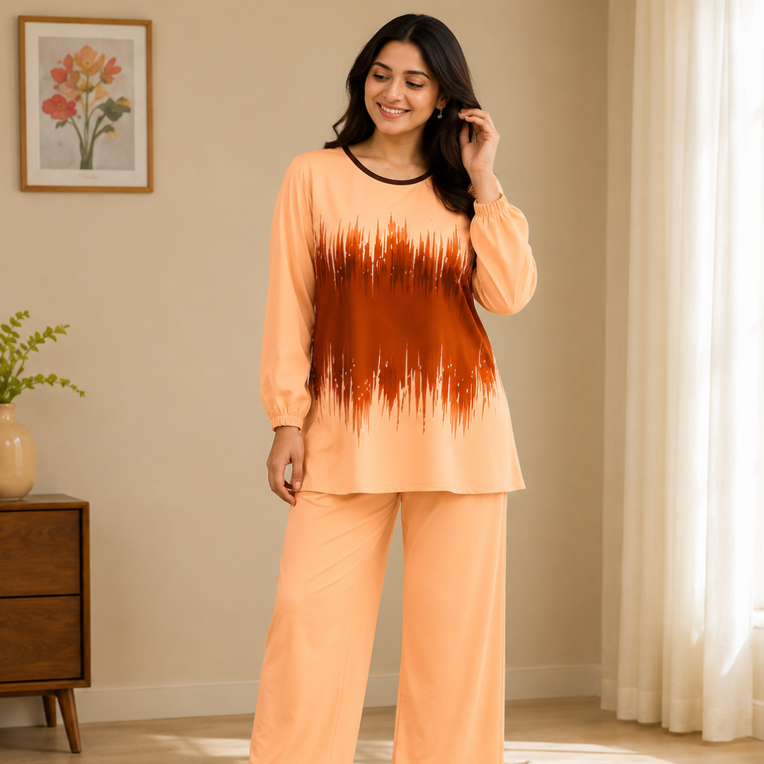Elegant Monochrome Tunic & Wide-Leg Pants Set