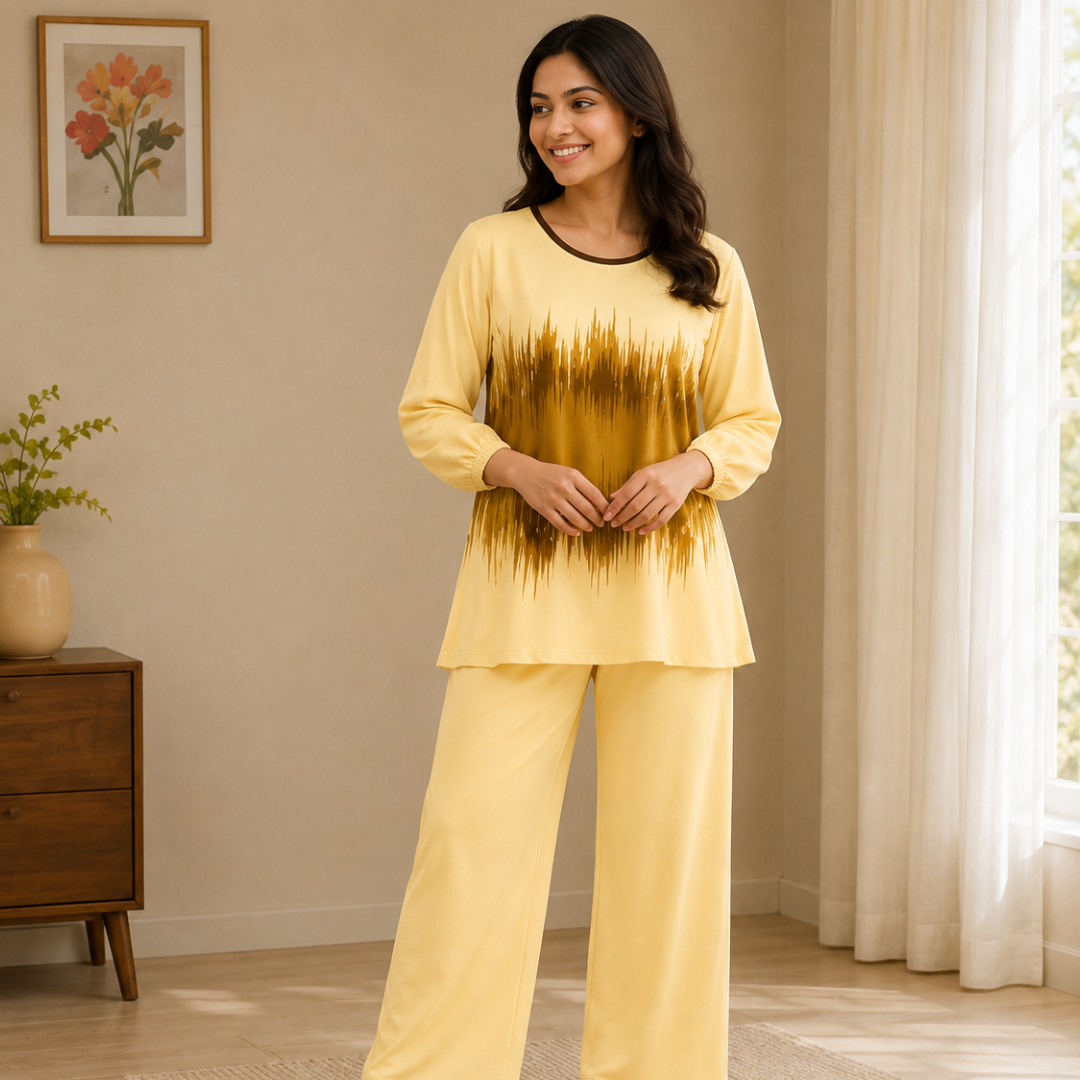 Elegant Monochrome Tunic & Wide-Leg Pants Set