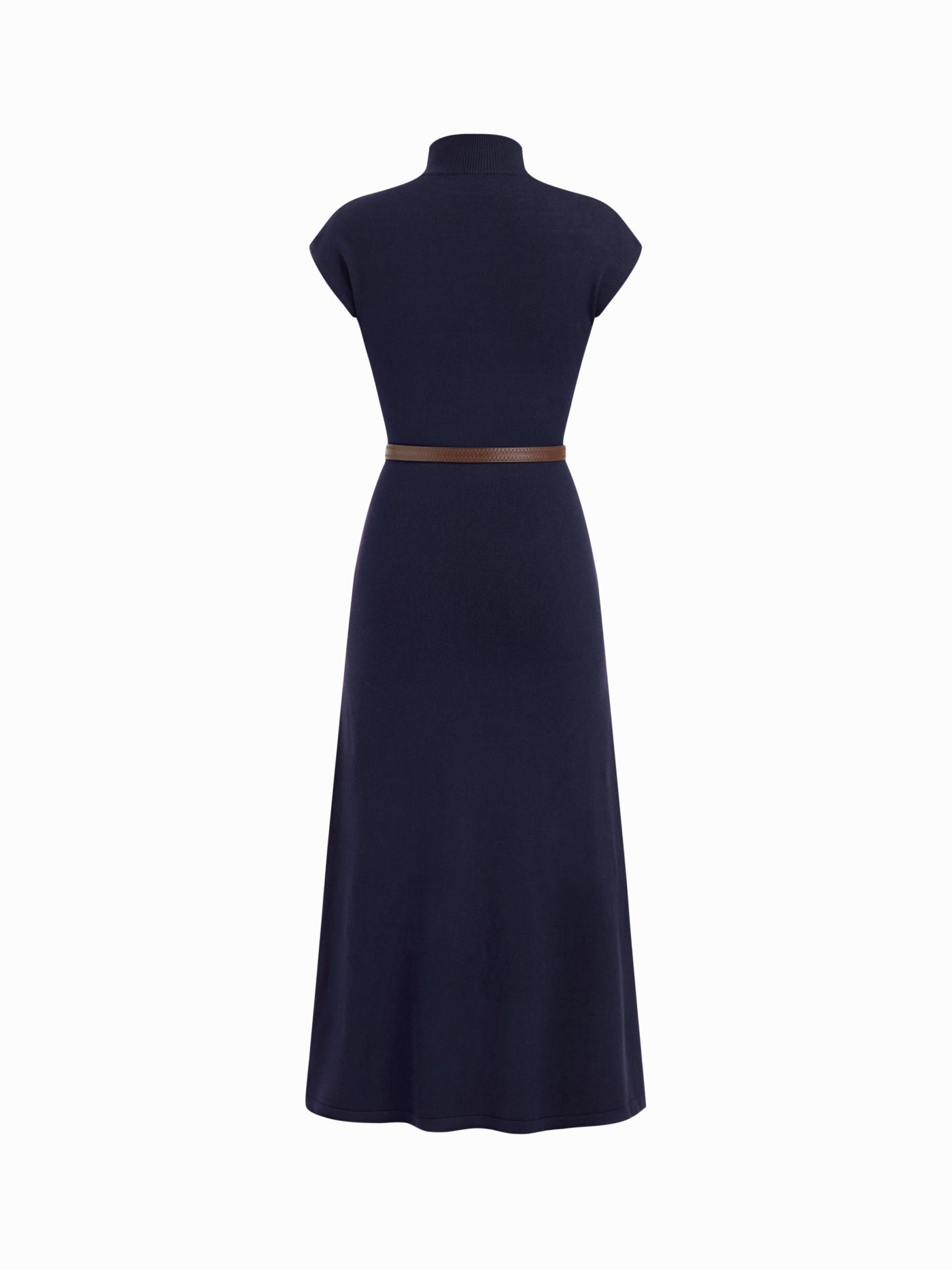 Women's Premium Belted Mock Neck Maxi Dress