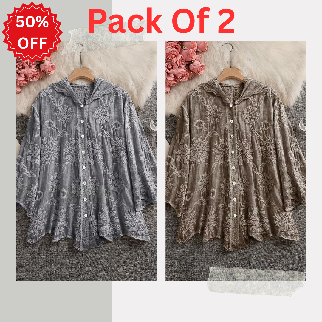 Pack of 2 Women's Premium Embroidered Casual Tops