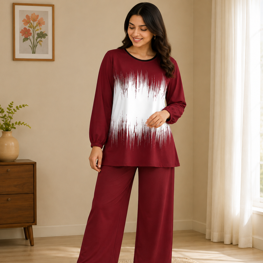 Elegant Monochrome Tunic & Wide-Leg Pants Set