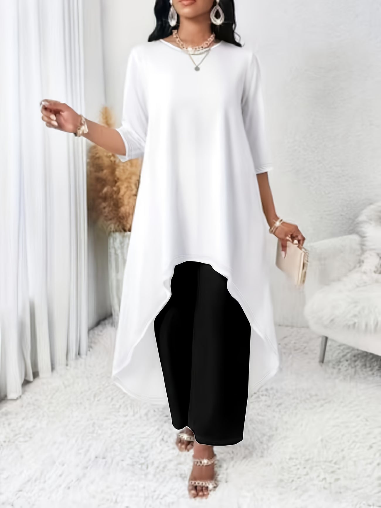 Multi-Color Irregular Hem Dress-Top for Women