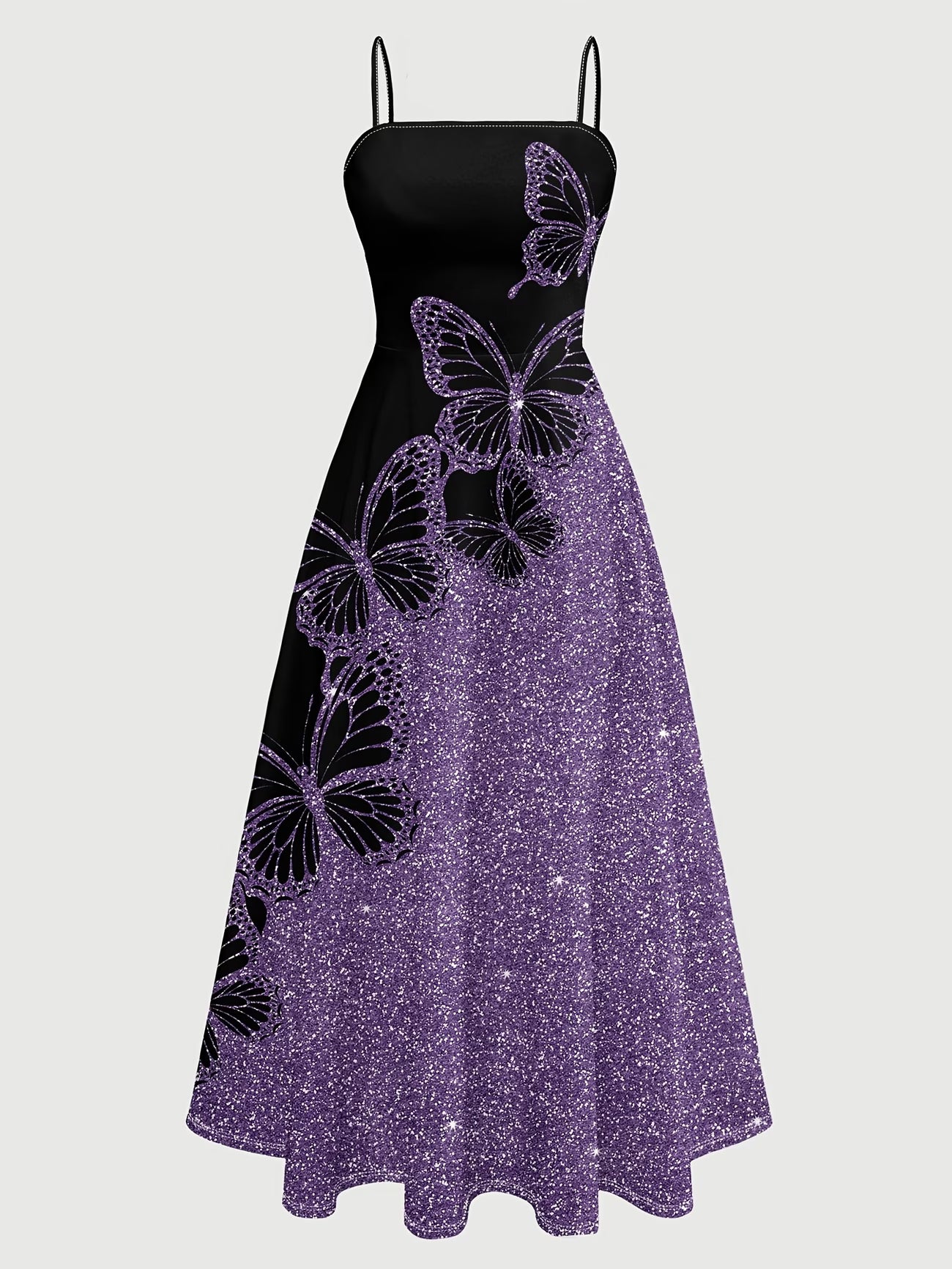 Butterfly Sparkle Black & Purple Dress Set