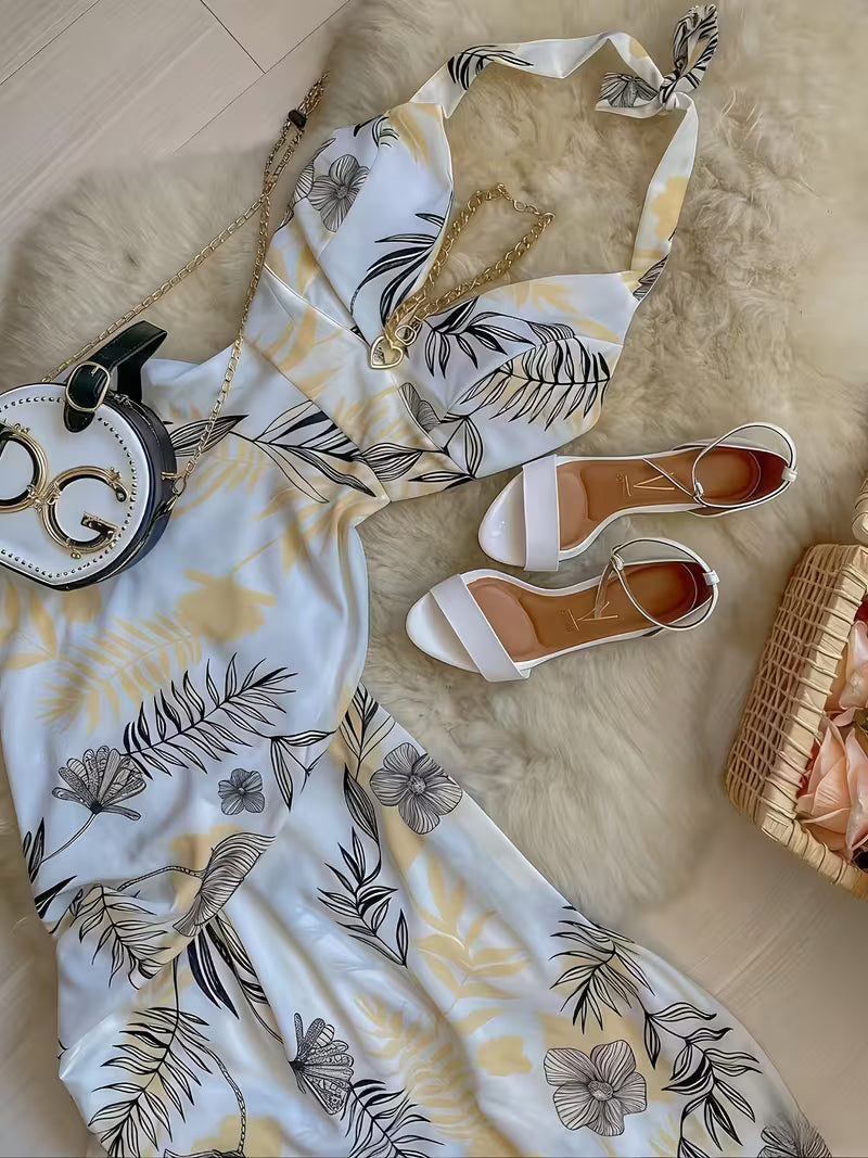 Women's Floral V-Neck Vacation Dress