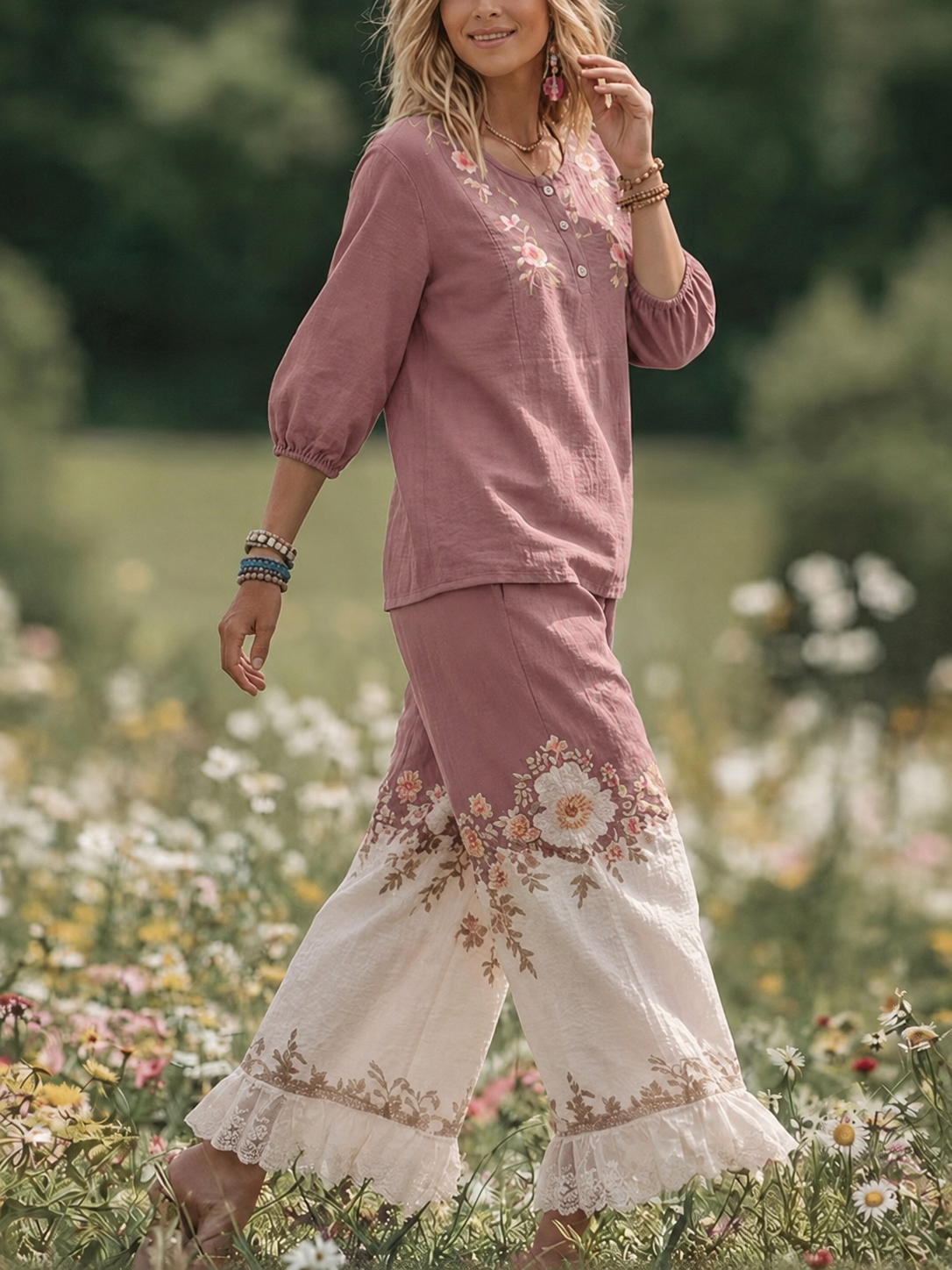 Women's Casual Printed Two-Piece Set