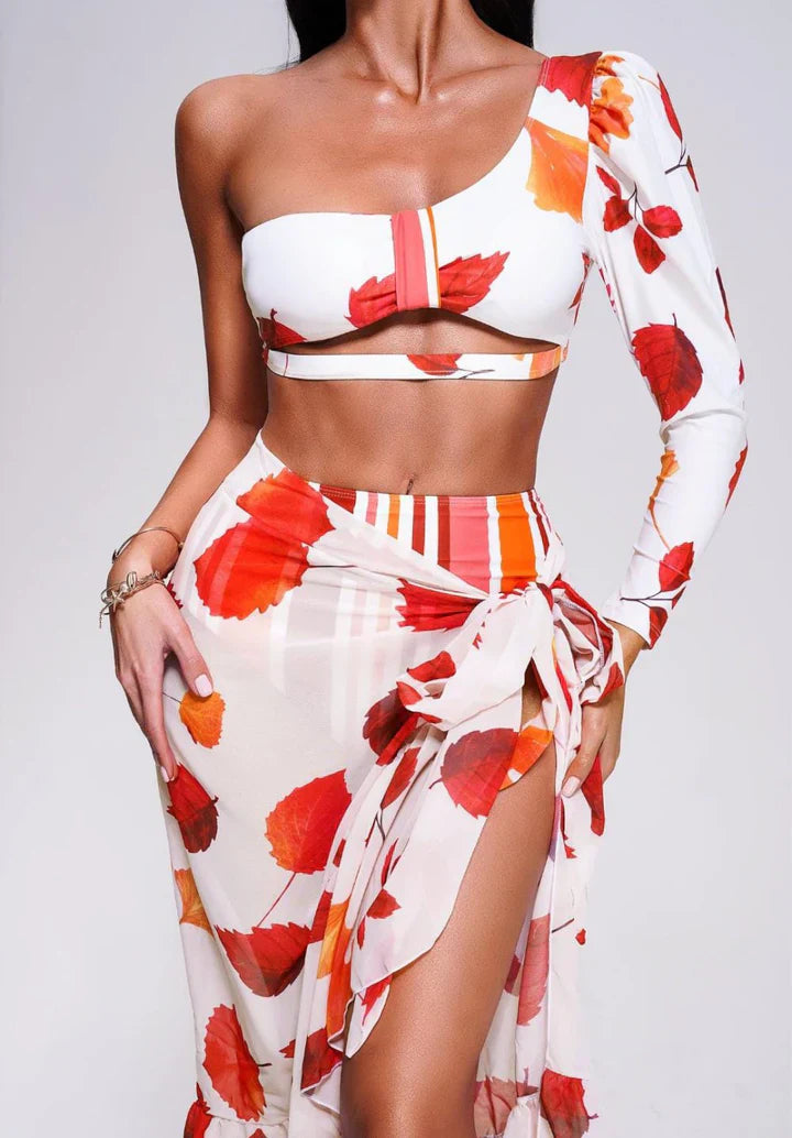 Curve-Flattering Retro Stripe Swimsuit Bikini - High Waisted Set