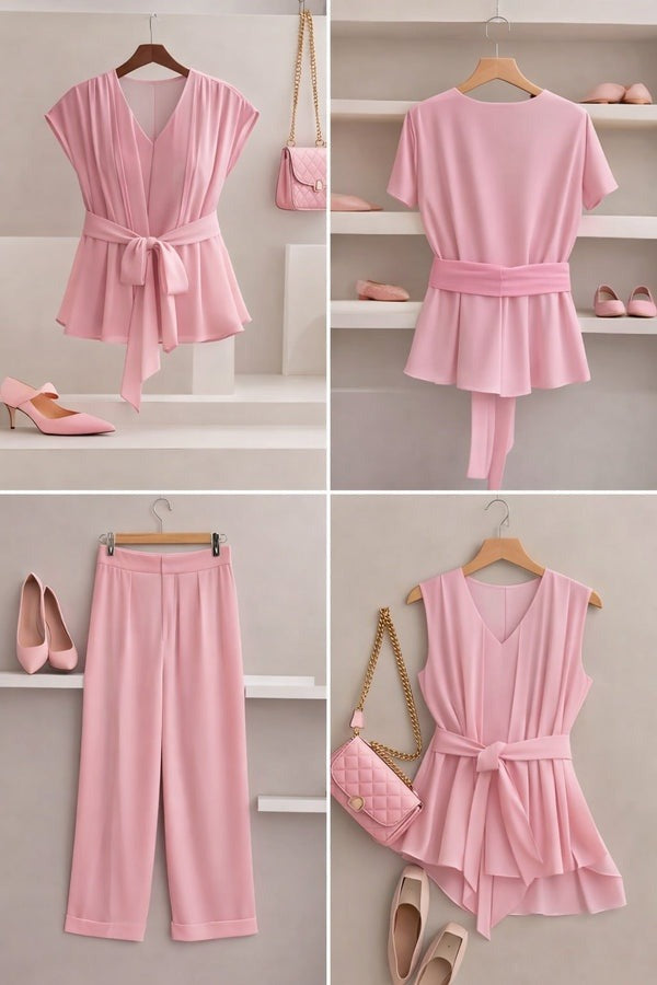 Luxe Scarlet V-Neck Co-Ord