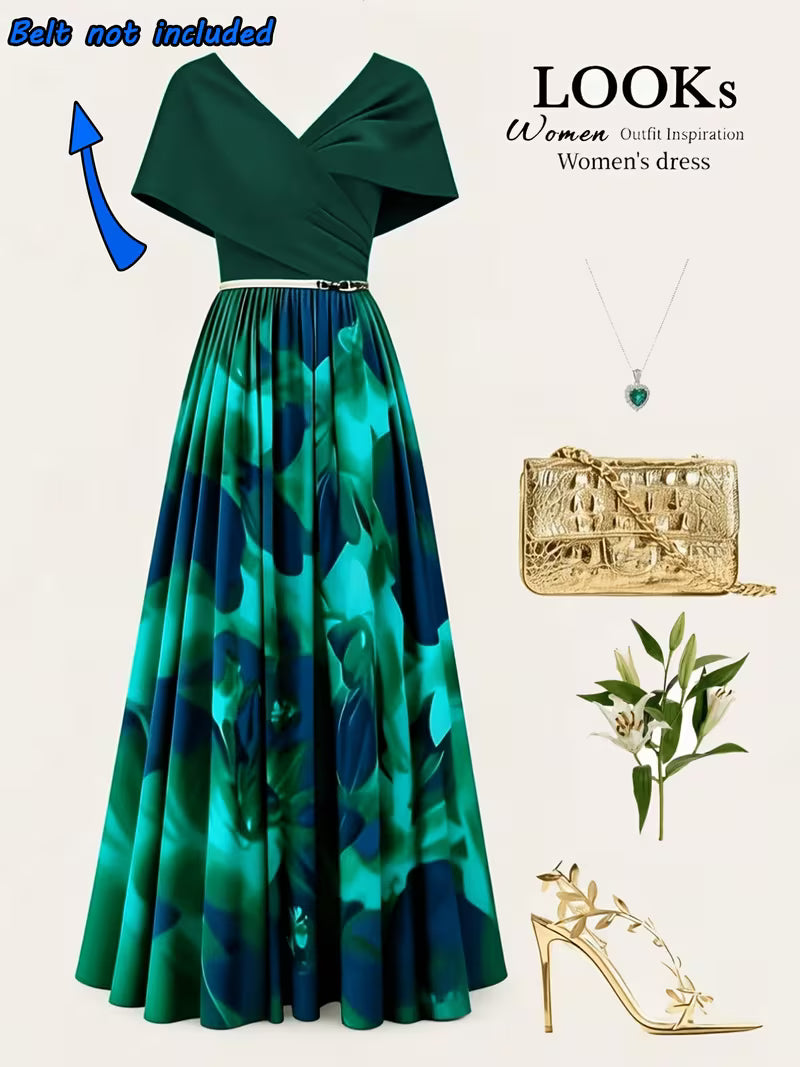 Elegant Floral Patchwork A-Line Dress