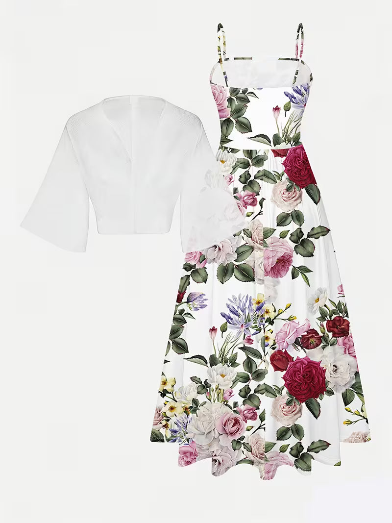Women's New Summer Fashion Printed 2pcs Dress Set