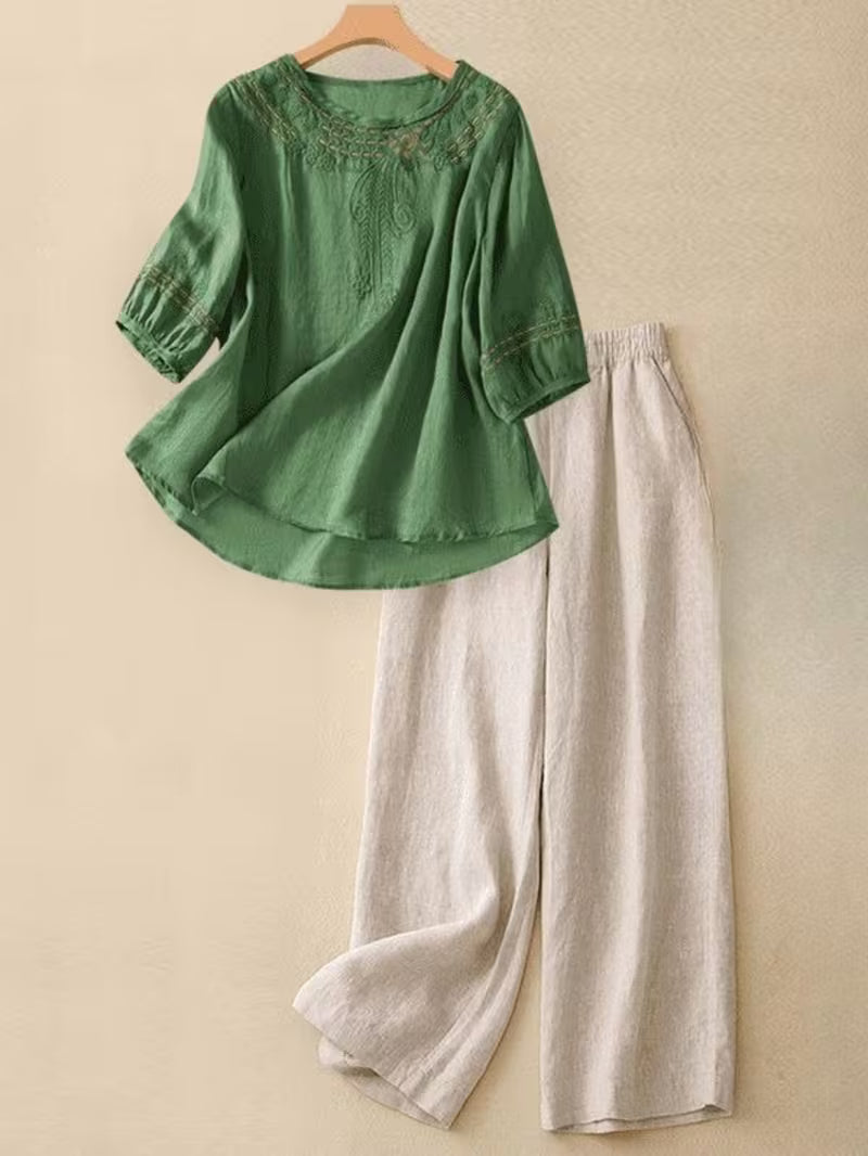 Women's Embroidered Loose Fit Outfit Set