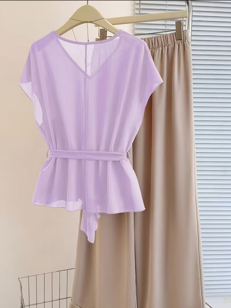 Luxe Scarlet V-Neck Co-Ord