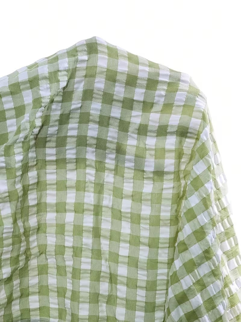 Modern Plaid Flare Sleeve Set