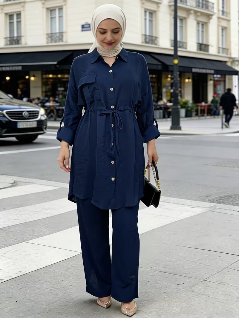 Women's Casual Commuter Top & Pants Set