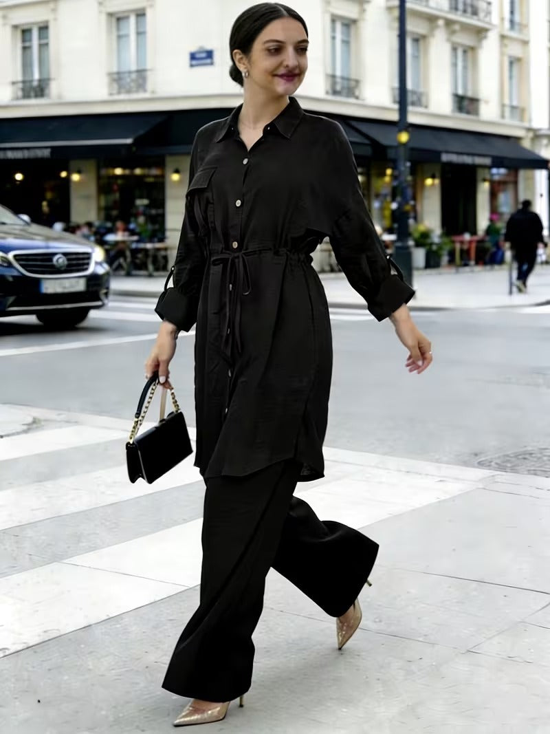 Women's Casual Commuter Top & Pants Set