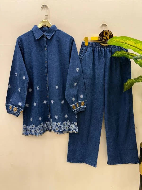 Women's Premium Embroidered Denim Co-Ord Set
