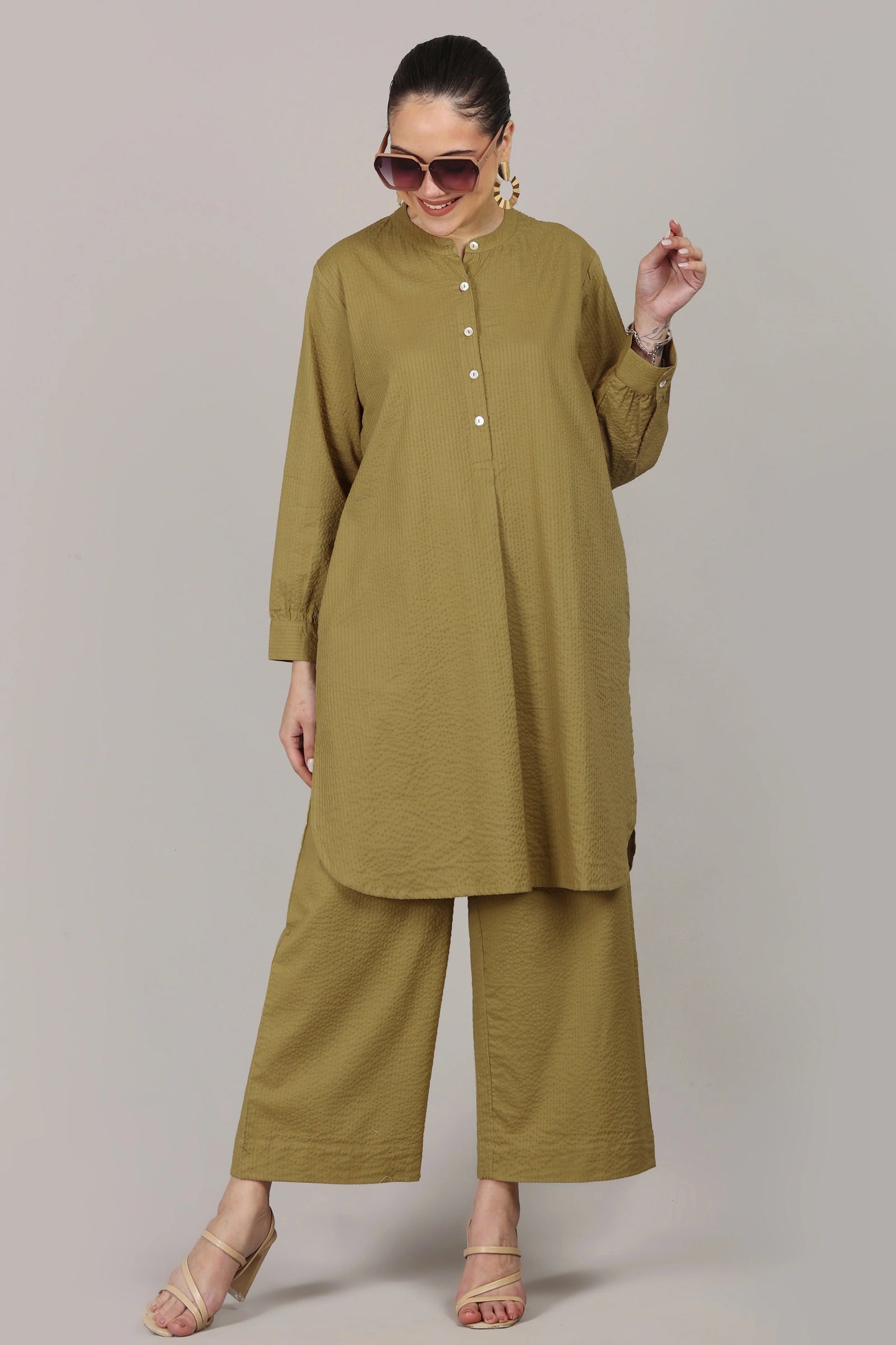 Elegant Seersucker Cotton Co-Ord Set