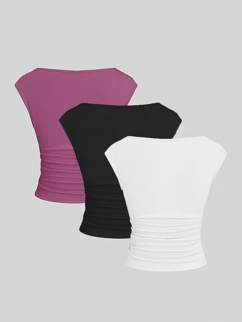 3-Pack of Seamless Stretchable Crop Tops – Soft & Foldable