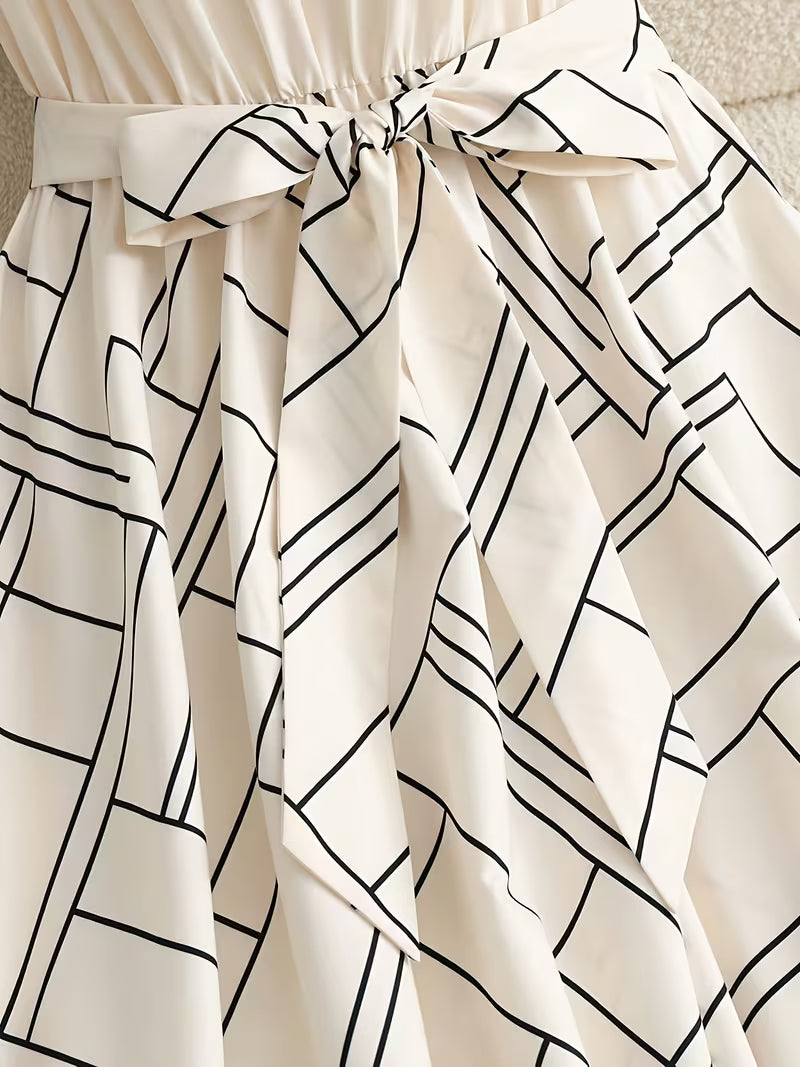Elegant Ruffle V-Neck A-Line Dress