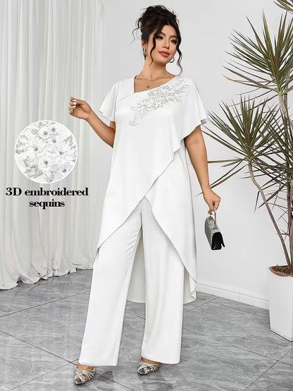 Luxury Rhinestone Lace Plus-Size Set