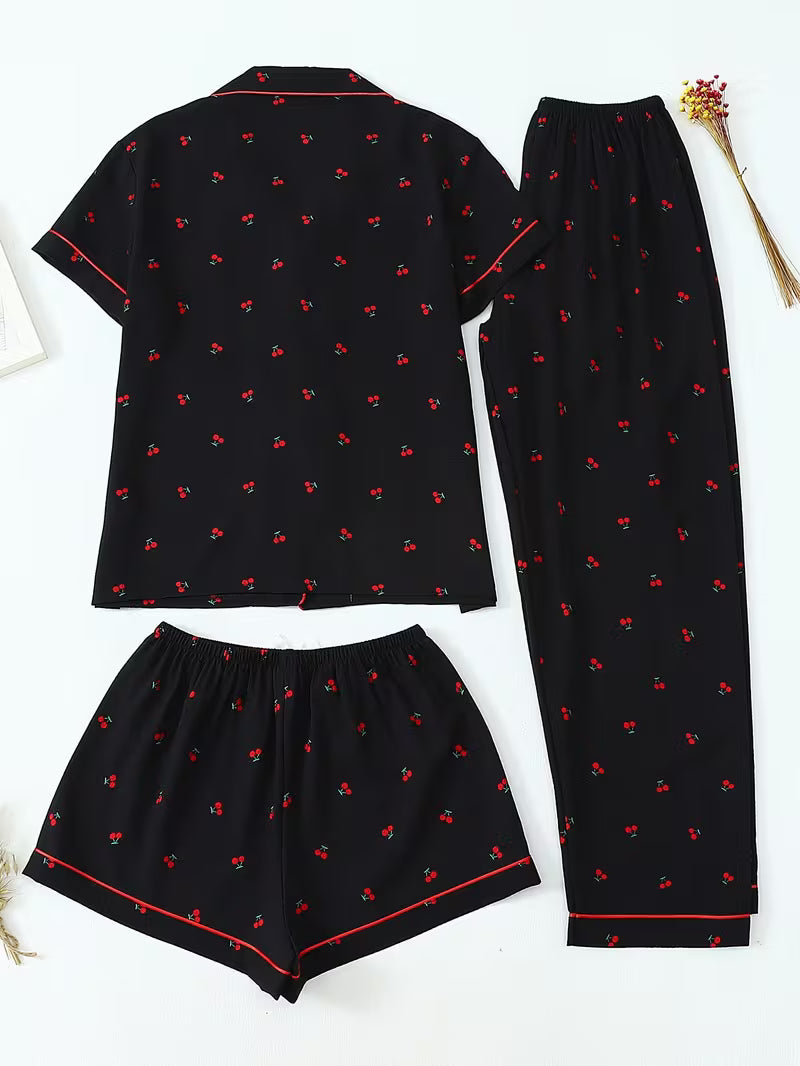 Women's Luxe Satin 3-Piece Sleepwear Set