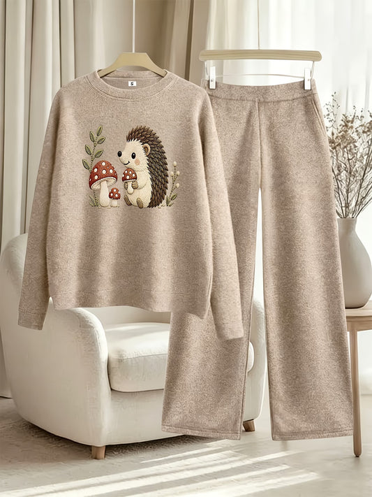 Women’s Casual Full-Sleeve Top & Wide-Leg Pants Set