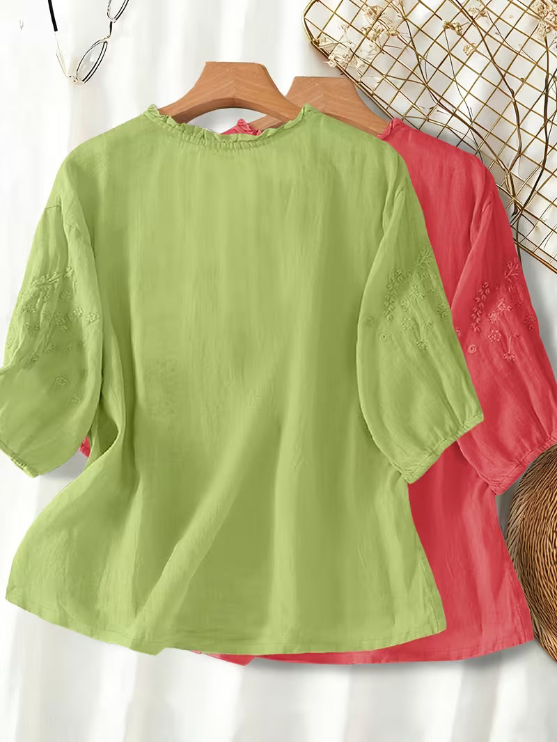 Women's Soft Cotton Embroidered Top