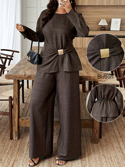 Elegant Pleated Waist Tie Co-Ord Set