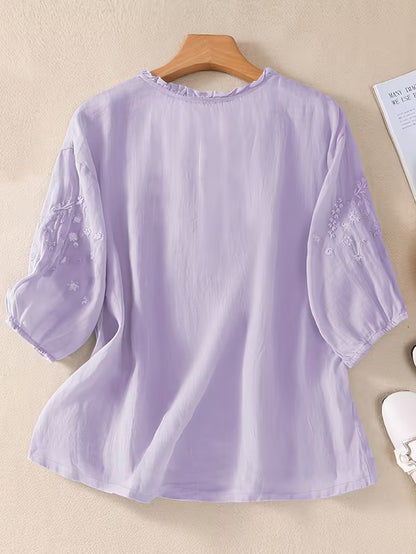 Women's Soft Cotton Embroidered Top