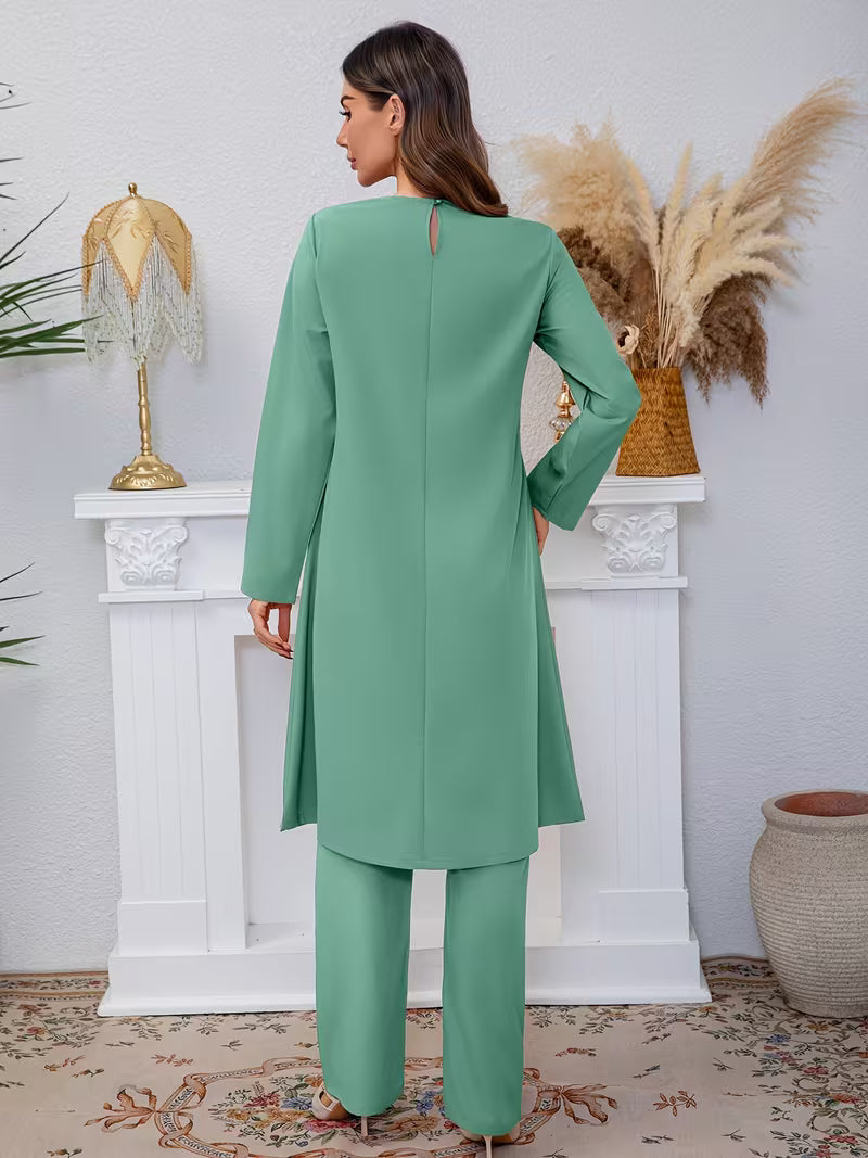 Luxury Pearl Sequin Abaya 2-Piece Set