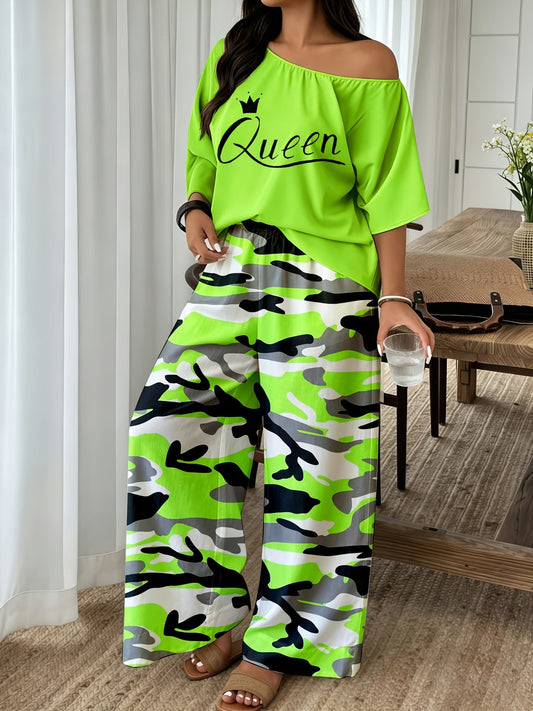 Neon Queen Camo Lounge Co-Ord Set
