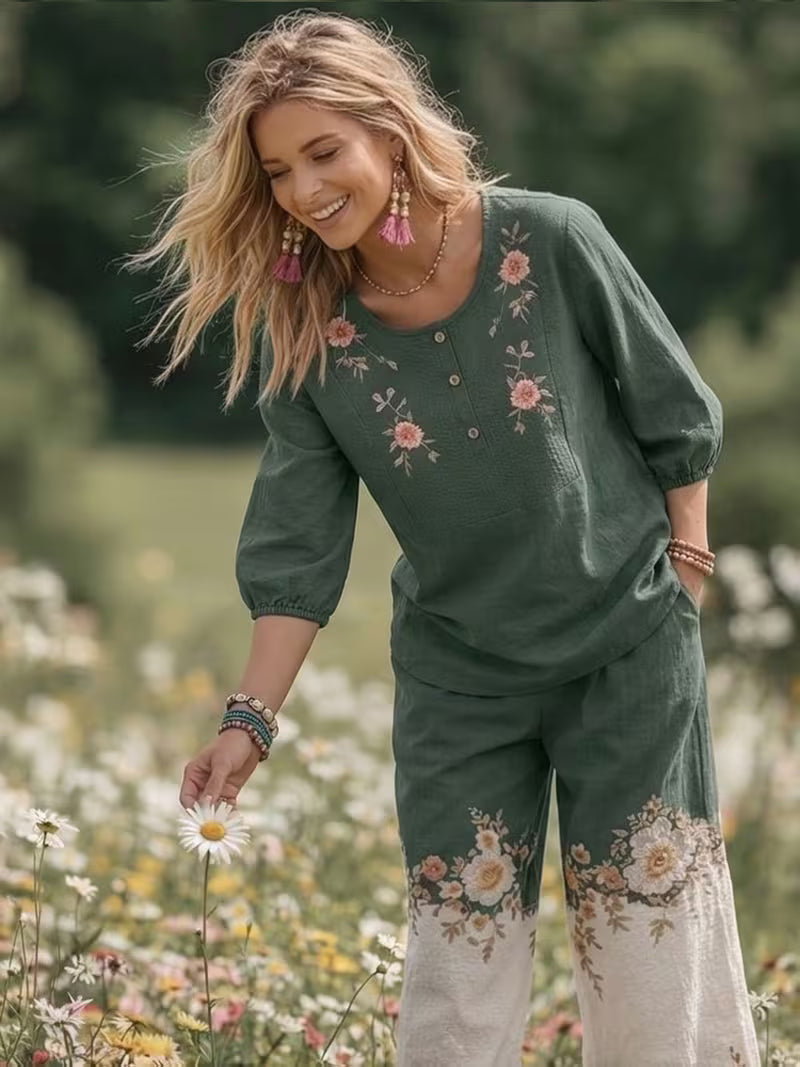 Women's Casual Printed Two-Piece Set