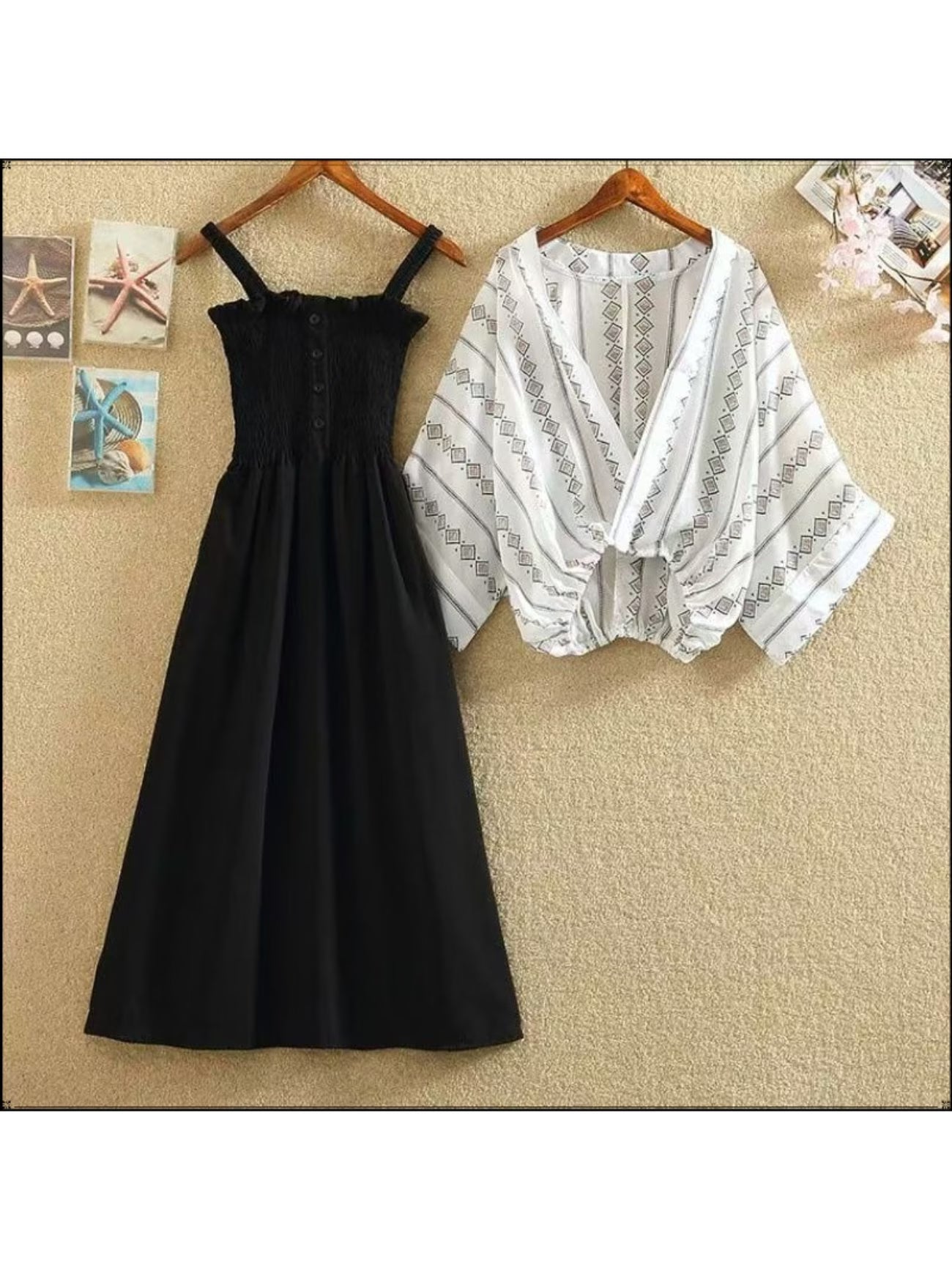 Women's Chiffon Waist-Cinched Dress & Layered Two-Piece Set