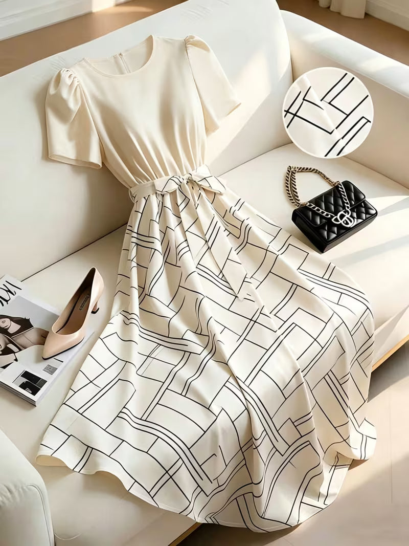 Elegant Ruffle V-Neck A-Line Dress