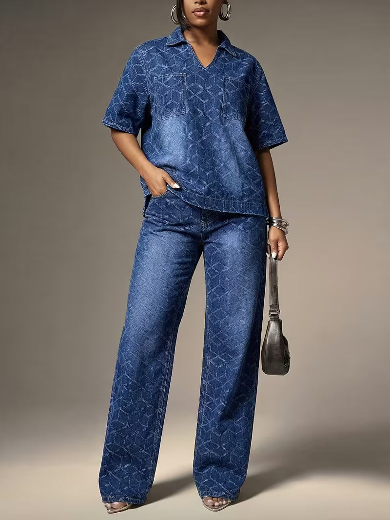 Women's Premium Embroidered Denim Co-Ord Set