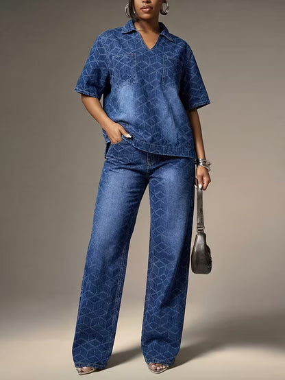 Women's Premium Embroidered Denim Co-Ord Set