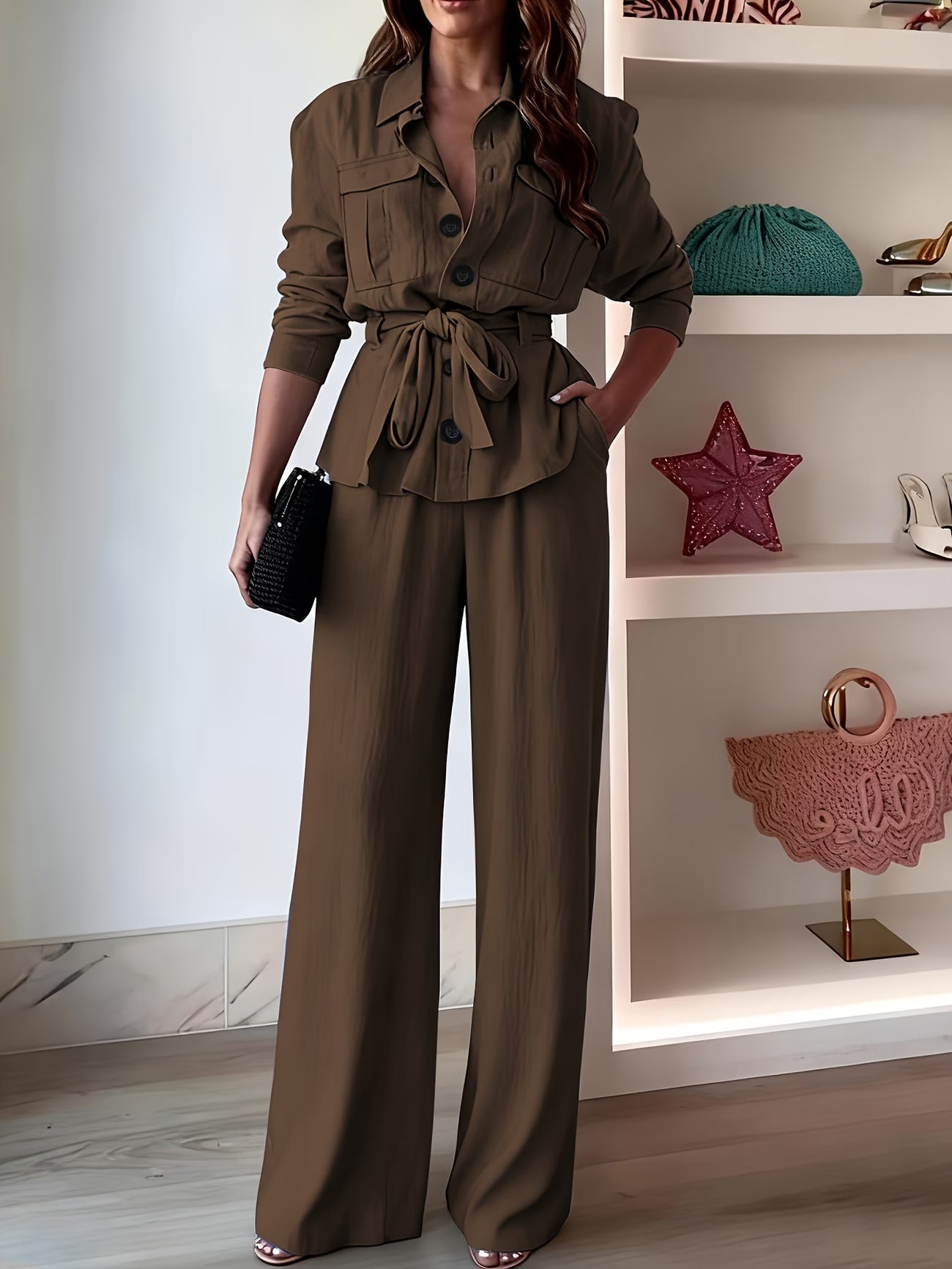 Chic Drawstring Wide-Leg Co-Ord Set