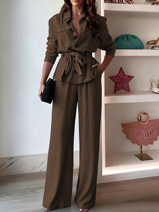 Chic Drawstring Wide-Leg Co-Ord Set