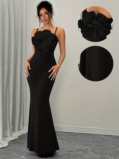 Women's Elegant 3D Floral Statement Maxi Dress