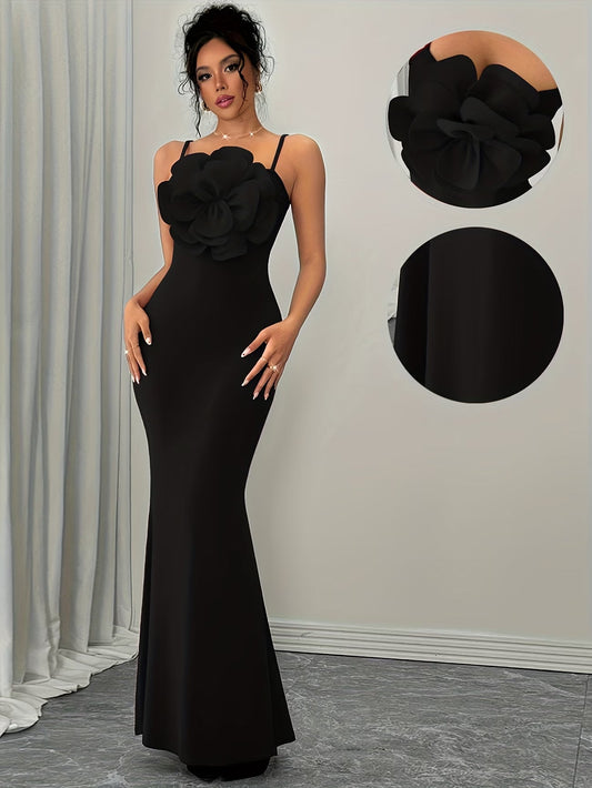 Women's Elegant 3D Floral Statement Maxi Dress