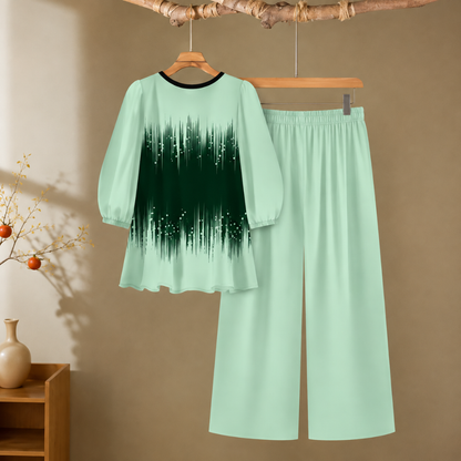 Elegant Monochrome Tunic & Wide-Leg Pants Set