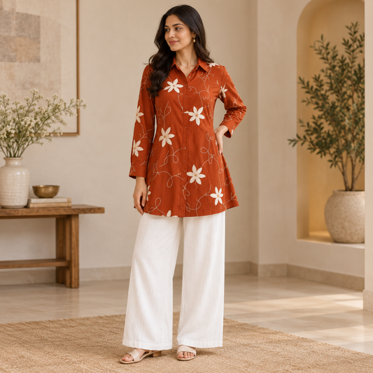 Women’s Floral Printed Shirt & Pants Set