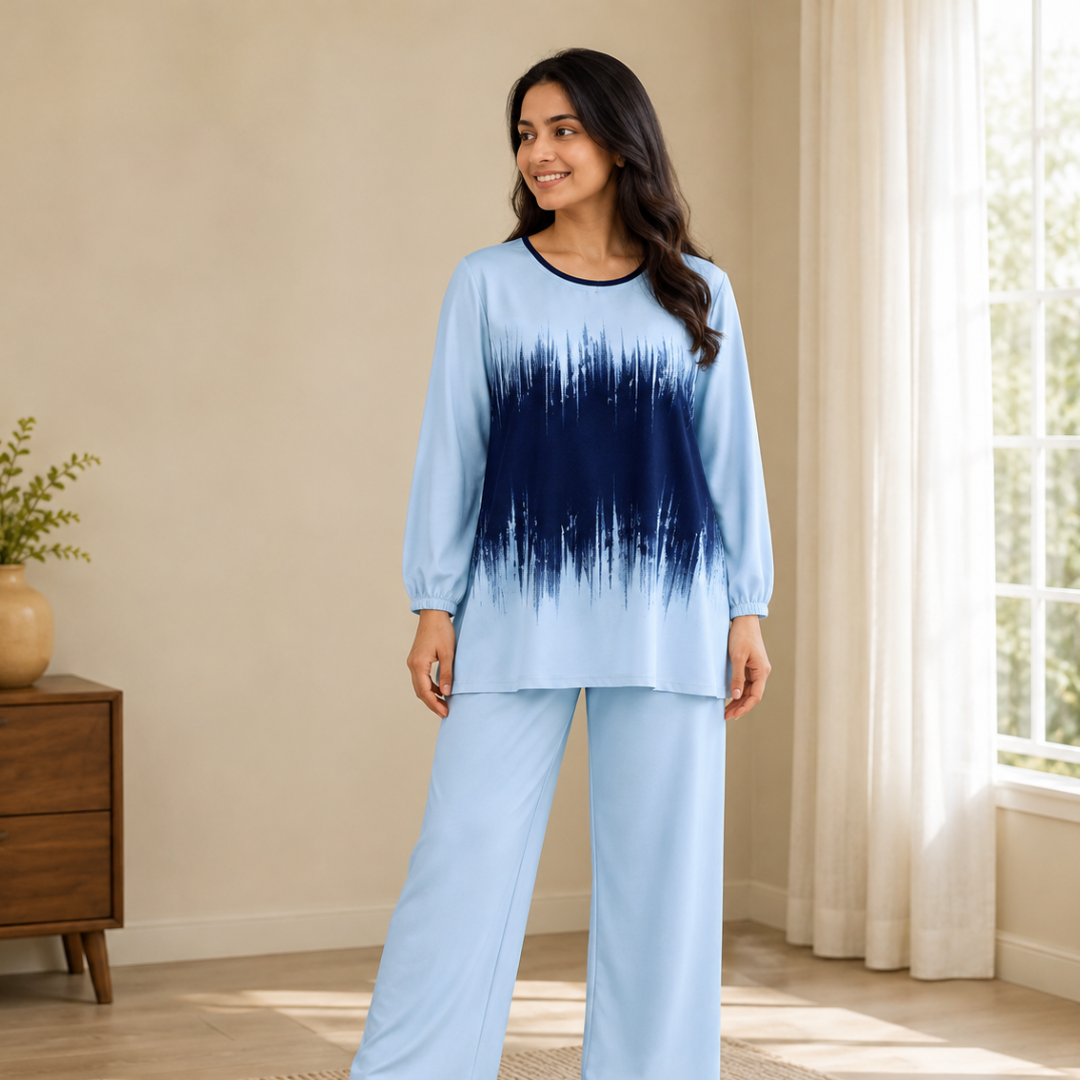 Elegant Monochrome Tunic & Wide-Leg Pants Set