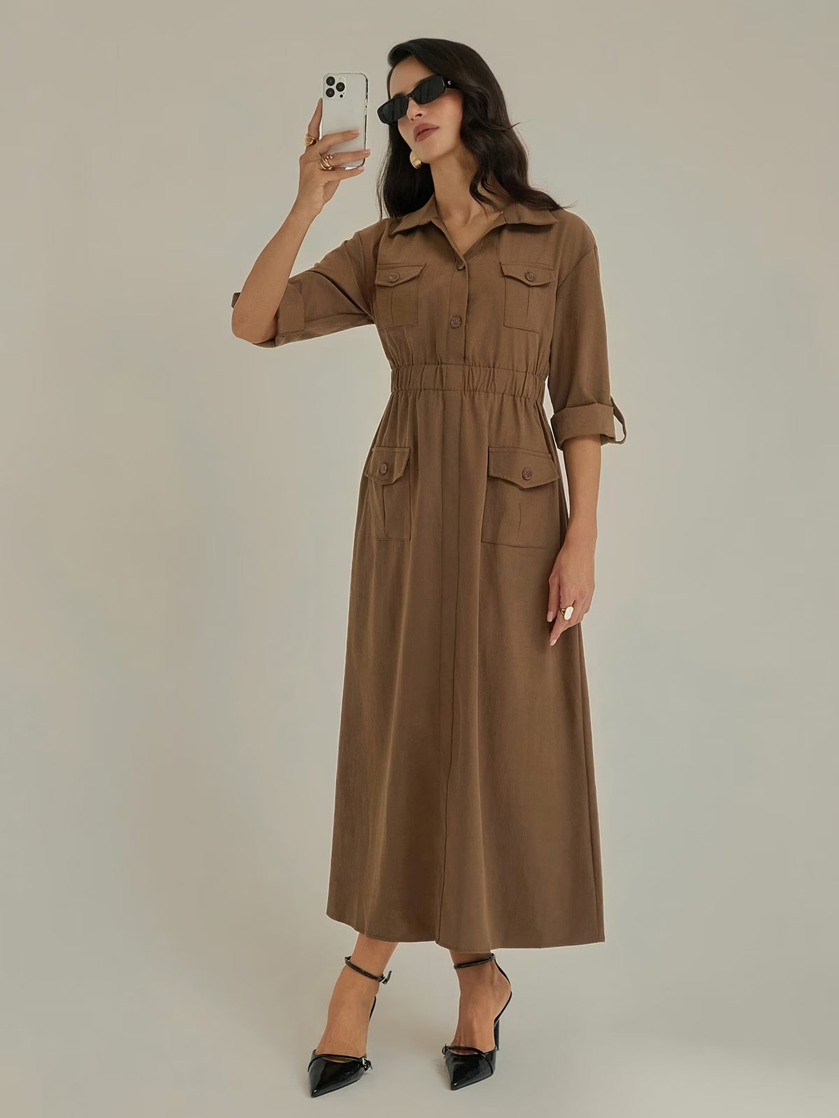 Women’s Elegant Utility Shirt Dress