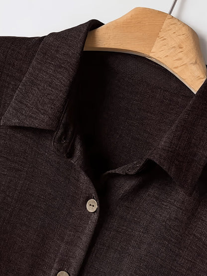 Women’s Solid Button-Down Shirt & Pant Set