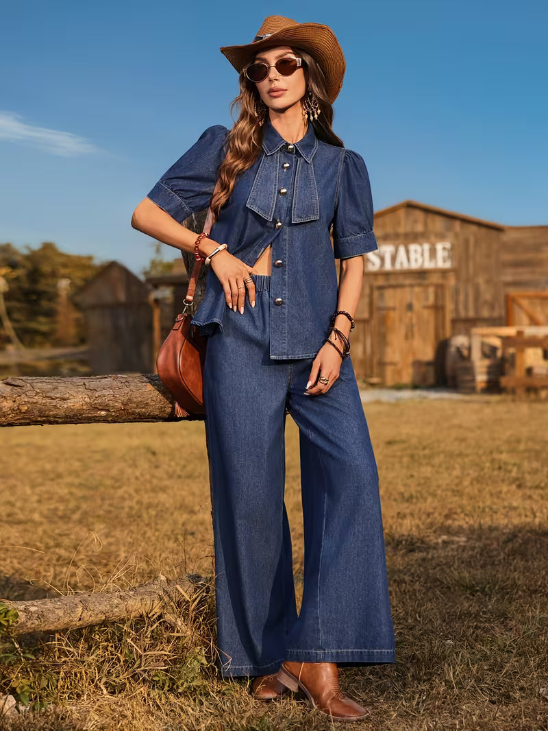 Women's Premium Embroidered Denim Co-Ord Set