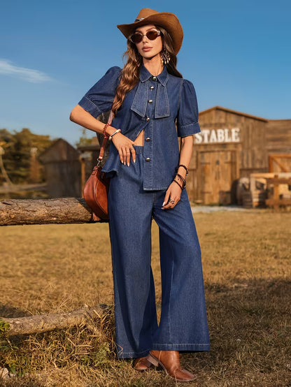 Women's Premium Embroidered Denim Co-Ord Set