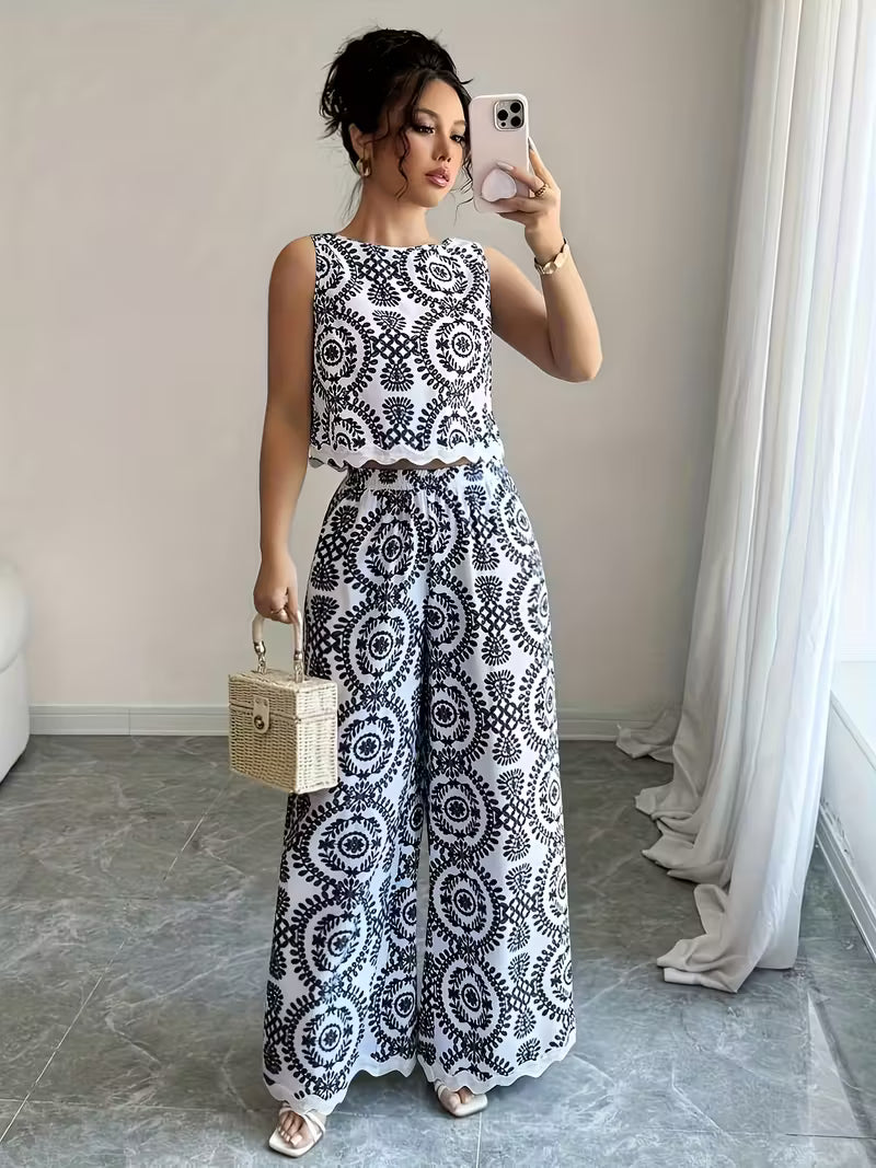 Women's Printed Relaxed Fit Outfit Set