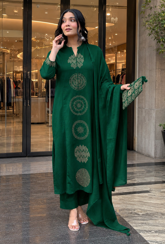 Women’s Premium Printed Kurta Pant & Dupatta Set