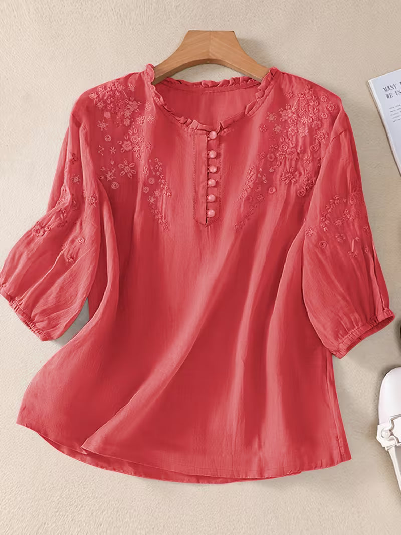 Women's Soft Cotton Embroidered Top